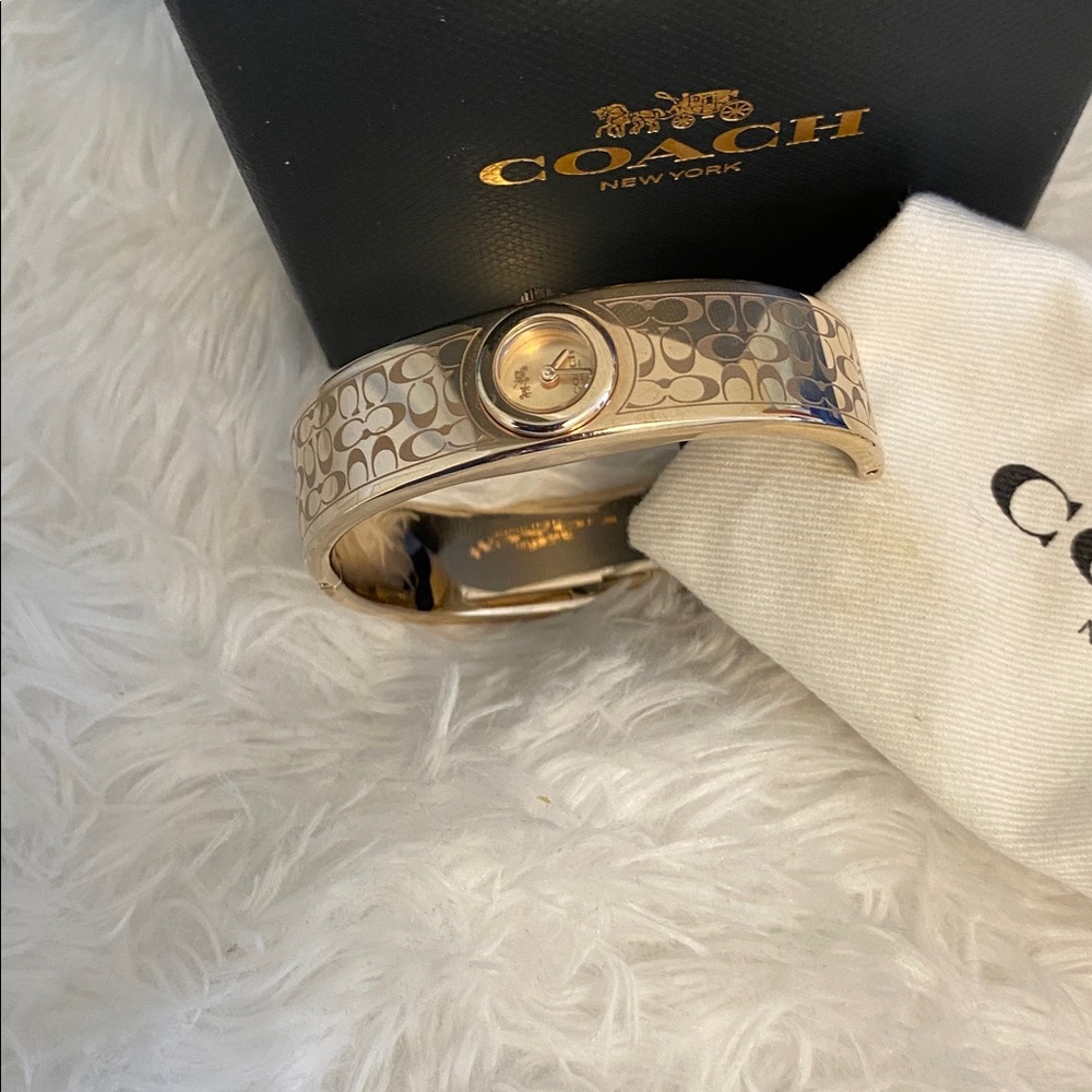 Coach Gold-Tone Signature Bangle Watch